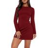 imageWIHOLL Womens Long Sleeve Boat Neck Mini Dress Slim Fit Party Club Bodycon Fall Winter Dresses 2025R  Red