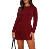 imageWIHOLL Womens Long Sleeve Boat Neck Mini Dress Slim Fit Party Club Bodycon Fall Winter Dresses 2025R  Red
