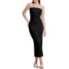 imageWIHOLL Womens Summer Dresses 2025 Fall Bodycon Maxi Tube Dress Strapless Side Slit Vacation OutfitsA Black
