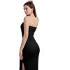 imageWIHOLL Womens Summer Dresses 2025 Fall Bodycon Maxi Tube Dress Strapless Side Slit Vacation OutfitsA Black