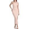imageWIHOLL Womens Summer Dresses 2025 Fall Bodycon Maxi Tube Dress Strapless Side Slit Vacation OutfitsB Beige