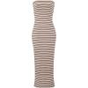 imageWIHOLL Womens Summer Dresses 2025 Fall Bodycon Maxi Tube Dress Strapless Side Slit Vacation OutfitsB Beige Brown Striped