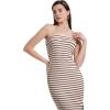 imageWIHOLL Womens Summer Dresses 2025 Fall Bodycon Maxi Tube Dress Strapless Side Slit Vacation OutfitsB Beige Brown Striped