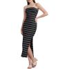 imageWIHOLL Womens Summer Dresses 2025 Fall Bodycon Maxi Tube Dress Strapless Side Slit Vacation OutfitsB Black White Striped