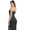 imageWIHOLL Womens Summer Dresses 2025 Fall Bodycon Maxi Tube Dress Strapless Side Slit Vacation OutfitsB Black White Striped