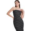 imageWIHOLL Womens Summer Dresses 2025 Fall Bodycon Maxi Tube Dress Strapless Side Slit Vacation OutfitsB Black White Striped