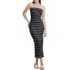 imageWIHOLL Womens Summer Dresses 2025 Fall Bodycon Maxi Tube Dress Strapless Side Slit Vacation OutfitsB Black White Striped