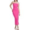 imageWIHOLL Womens Summer Dresses 2025 Fall Bodycon Maxi Tube Dress Strapless Side Slit Vacation OutfitsB Hot Pink