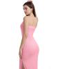 imageWIHOLL Womens Summer Dresses 2025 Fall Bodycon Maxi Tube Dress Strapless Side Slit Vacation OutfitsB Pink