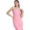 imageWIHOLL Womens Summer Dresses 2025 Fall Bodycon Maxi Tube Dress Strapless Side Slit Vacation OutfitsB Pink
