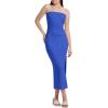 imageWIHOLL Womens Summer Dresses 2025 Fall Bodycon Maxi Tube Dress Strapless Side Slit Vacation OutfitsB Royal Blue