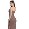 imageWIHOLL Womens Summer Dresses 2025 Fall Bodycon Maxi Tube Dress Strapless Side Slit Vacation OutfitsC Brown