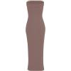 imageWIHOLL Womens Summer Dresses 2025 Fall Bodycon Maxi Tube Dress Strapless Side Slit Vacation OutfitsC Brown