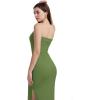 imageWIHOLL Womens Summer Dresses 2025 Fall Bodycon Maxi Tube Dress Strapless Side Slit Vacation OutfitsC Green