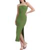 imageWIHOLL Womens Summer Dresses 2025 Fall Bodycon Maxi Tube Dress Strapless Side Slit Vacation OutfitsC Green