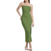 imageWIHOLL Womens Summer Dresses 2025 Fall Bodycon Maxi Tube Dress Strapless Side Slit Vacation OutfitsC Green