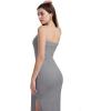 imageWIHOLL Womens Summer Dresses 2025 Fall Bodycon Maxi Tube Dress Strapless Side Slit Vacation OutfitsC Grey