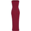 imageWIHOLL Womens Summer Dresses 2025 Fall Bodycon Maxi Tube Dress Strapless Side Slit Vacation OutfitsC Wine Red
