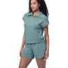 imageWIHOLL Womens Two Pieces Outfits Summer Half Zip Lapel Collar Short Sleeve Sweatshirt Lounge Set Tracksuit Sets1turquoise