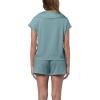 imageWIHOLL Womens Two Pieces Outfits Summer Half Zip Lapel Collar Short Sleeve Sweatshirt Lounge Set Tracksuit Sets1turquoise