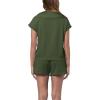 imageWIHOLL Womens Two Pieces Outfits Summer Half Zip Lapel Collar Short Sleeve Sweatshirt Lounge Set Tracksuit SetsArmy Green