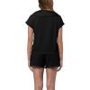 imageWIHOLL Womens Two Pieces Outfits Summer Half Zip Lapel Collar Short Sleeve Sweatshirt Lounge Set Tracksuit SetsBlack