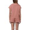 imageWIHOLL Womens Two Pieces Outfits Summer Half Zip Lapel Collar Short Sleeve Sweatshirt Lounge Set Tracksuit SetsCarmine