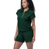 imageWIHOLL Womens Two Pieces Outfits Summer Half Zip Lapel Collar Short Sleeve Sweatshirt Lounge Set Tracksuit SetsDark Green