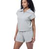 imageWIHOLL Womens Two Pieces Outfits Summer Half Zip Lapel Collar Short Sleeve Sweatshirt Lounge Set Tracksuit SetsGrey