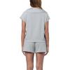 imageWIHOLL Womens Two Pieces Outfits Summer Half Zip Lapel Collar Short Sleeve Sweatshirt Lounge Set Tracksuit SetsGrey