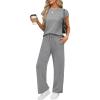 imageWIHOLL 2 Piece Sets for Women Casual Summer Travel Vacation Outfits Cap Sleeve Lounge SetGrey