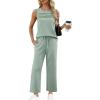 imageWIHOLL Two Piece Sets for Women Summer Outfits Matching Lounge Sets Wide Leg Crop Pants Vacation TravelSage Green