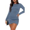 imageWIHOLL Womens Long Sleeve Boat Neck Mini Dress Slim Fit Party Club Bodycon Fall Winter Dresses 2025I  Cadet Blue
