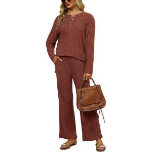 imageWIHOLL Two Piece Outfits for Women Short Sleeve V Neck Biker Shorts Set5caramel