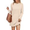 imageWIHOLL Dresses for Women Long Sleeve Casual Loose Fit Fall Fashion Crewneck Mini Dress with PocketsA  Apricot