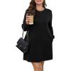 imageWIHOLL Dresses for Women Long Sleeve Casual Loose Fit Fall Fashion Crewneck Mini Dress with PocketsA  Black