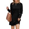 imageWIHOLL Dresses for Women Long Sleeve Casual Loose Fit Fall Fashion Crewneck Mini Dress with PocketsA  Black