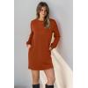 imageWIHOLL Dresses for Women Long Sleeve Casual Loose Fit Fall Fashion Crewneck Mini Dress with PocketsA  Caramel