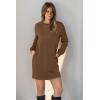 imageWIHOLL Dresses for Women Long Sleeve Casual Loose Fit Fall Fashion Crewneck Mini Dress with PocketsA  Coffee