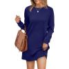 imageWIHOLL Dresses for Women Long Sleeve Casual Loose Fit Fall Fashion Crewneck Mini Dress with PocketsA  Dark Blue