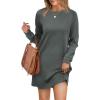 imageWIHOLL Dresses for Women Long Sleeve Casual Loose Fit Fall Fashion Crewneck Mini Dress with PocketsA  Dark Grey