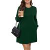 imageWIHOLL Dresses for Women Long Sleeve Casual Loose Fit Fall Fashion Crewneck Mini Dress with PocketsA  Green