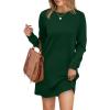 imageWIHOLL Dresses for Women Long Sleeve Casual Loose Fit Fall Fashion Crewneck Mini Dress with PocketsA  Green