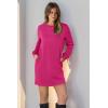 imageWIHOLL Dresses for Women Long Sleeve Casual Loose Fit Fall Fashion Crewneck Mini Dress with PocketsA  Hot Pink