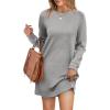 imageWIHOLL Dresses for Women Long Sleeve Casual Loose Fit Fall Fashion Crewneck Mini Dress with PocketsA  Light Grey