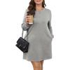 imageWIHOLL Dresses for Women Long Sleeve Casual Loose Fit Fall Fashion Crewneck Mini Dress with PocketsA  Light Grey