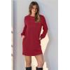 imageWIHOLL Dresses for Women Long Sleeve Casual Loose Fit Fall Fashion Crewneck Mini Dress with PocketsA  Wine Red