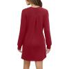imageWIHOLL Dresses for Women Long Sleeve Casual Loose Fit Fall Fashion Crewneck Mini Dress with PocketsA  Wine Red