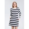 imageWIHOLL Dresses for Women Long Sleeve Casual Loose Fit Fall Fashion Crewneck Mini Dress with PocketsB  Black Stripe