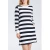 imageWIHOLL Dresses for Women Long Sleeve Casual Loose Fit Fall Fashion Crewneck Mini Dress with PocketsB  Black Stripe